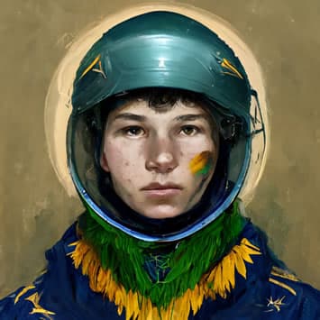 Teenage Quester with space helmet