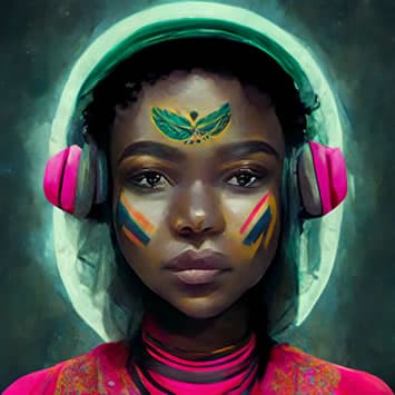 Teenage Quester with headphones and face paint