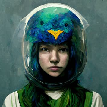 Teenage Quester girl with space helmet